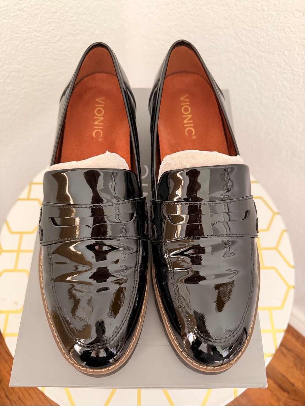 Vionic Black Patent Leather Women's Penny Loafers